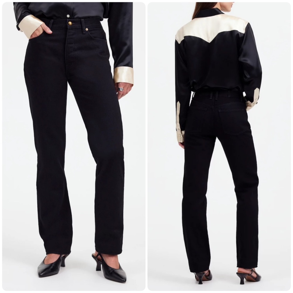 NWT Madewell x Alexa Chung Black High Rise Straight Leg Jeans Sz 28